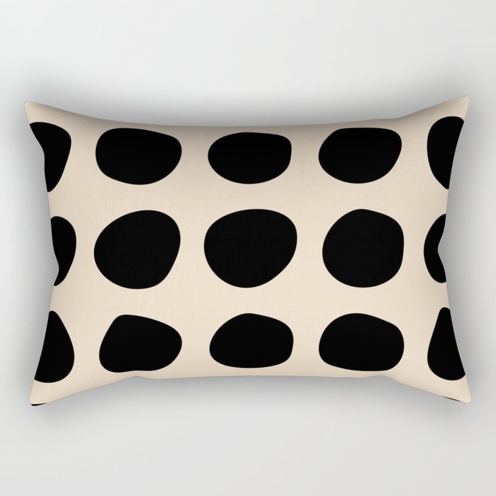 Irregular Polka Dots black and cream Rectangular Pillow