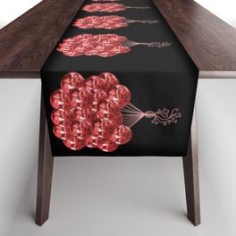 Seventies Music Red Disco Ball Balloons Table Runner