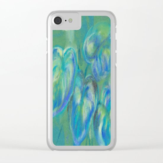 Green and White Spring Leaves Clear iPhone Case