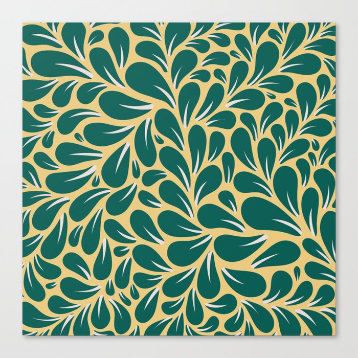 Gold And Green Leaves Pattern Canvas Print By Farahallegue Society6