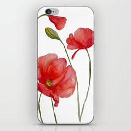 watercolor poppys flowers iPhone Skin