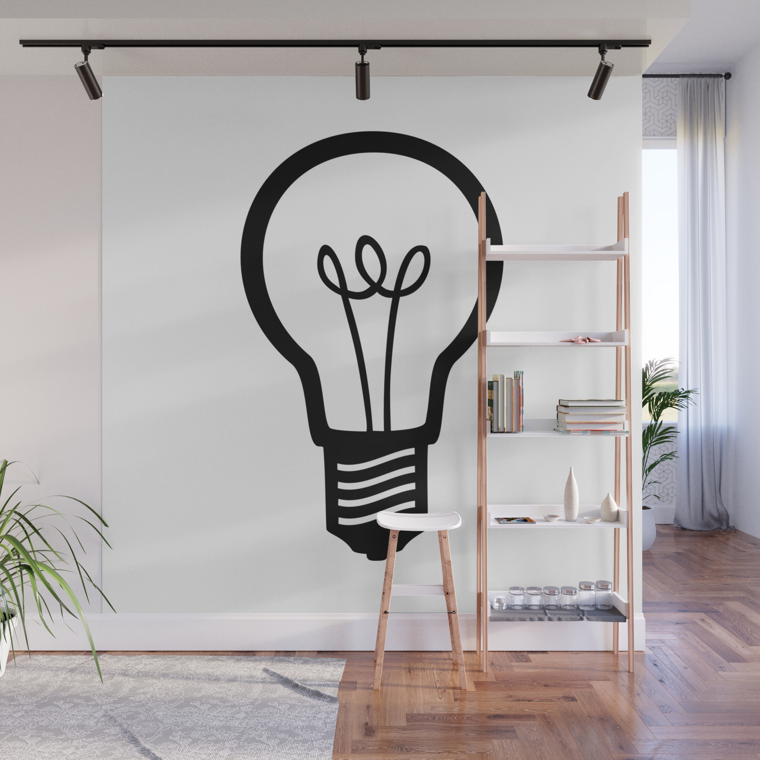 simple light bulb wall mural by xooxoo