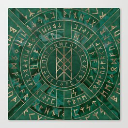 Web of Wyrd - Malachite, Leather and Golden texture Canvas Print