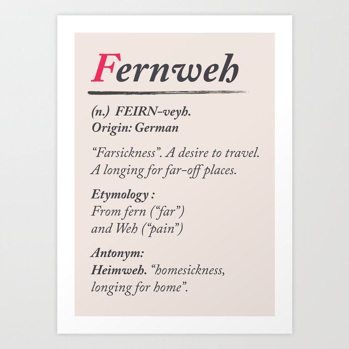 Fernweh, dictionary definition, word meaning illustration, etymology,  desire to travel, farsickness Leggings by Stefanoreves