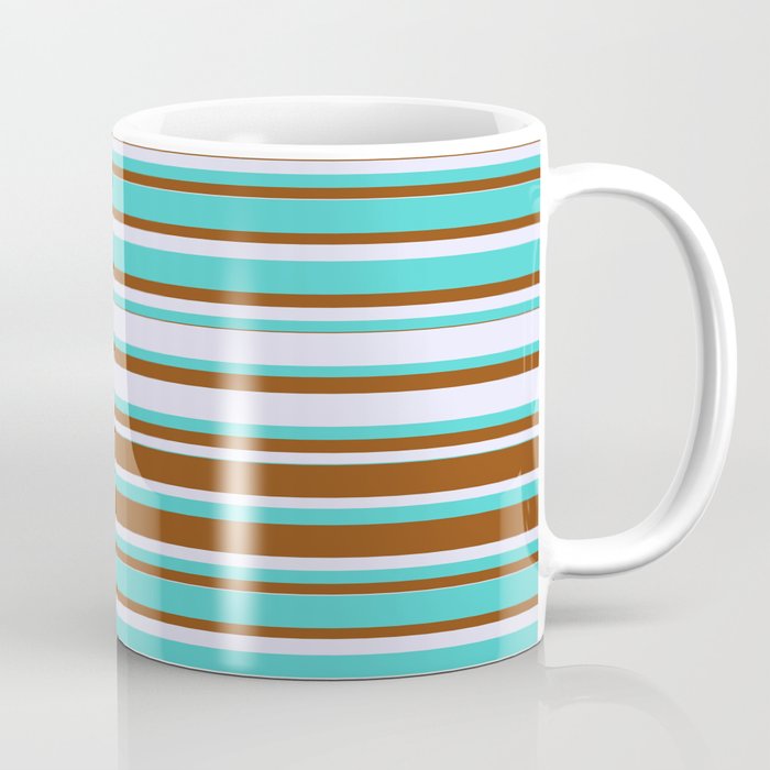 Lavender, Turquoise, and Brown Colored Lines Pattern Coffee Mug