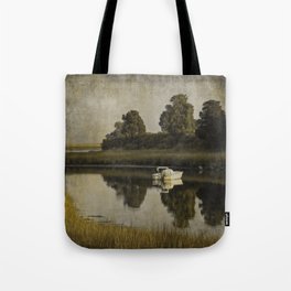 Boat at Dusk with Olive Gold and Gray Tote Bag