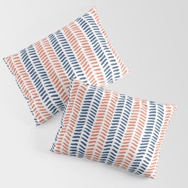 Coral & Navy Herringbone Pillow Sham