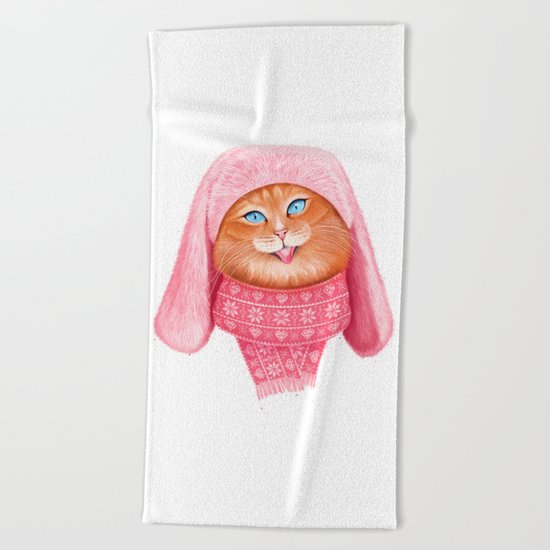 Cat meow Beach Towel