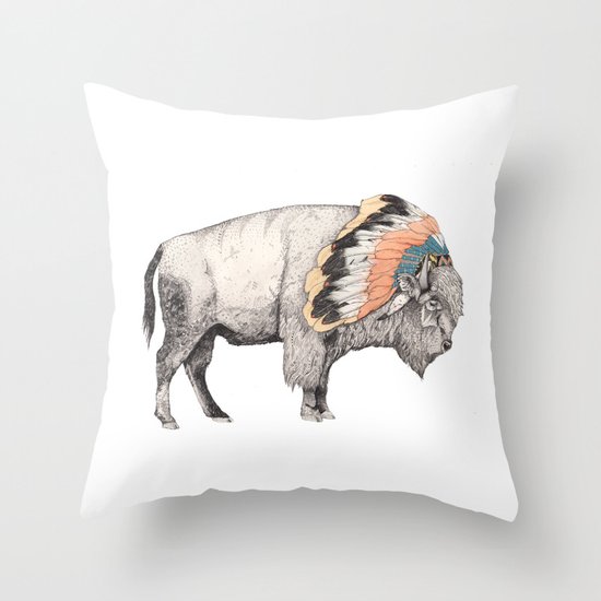 White Bison Throw Pillow