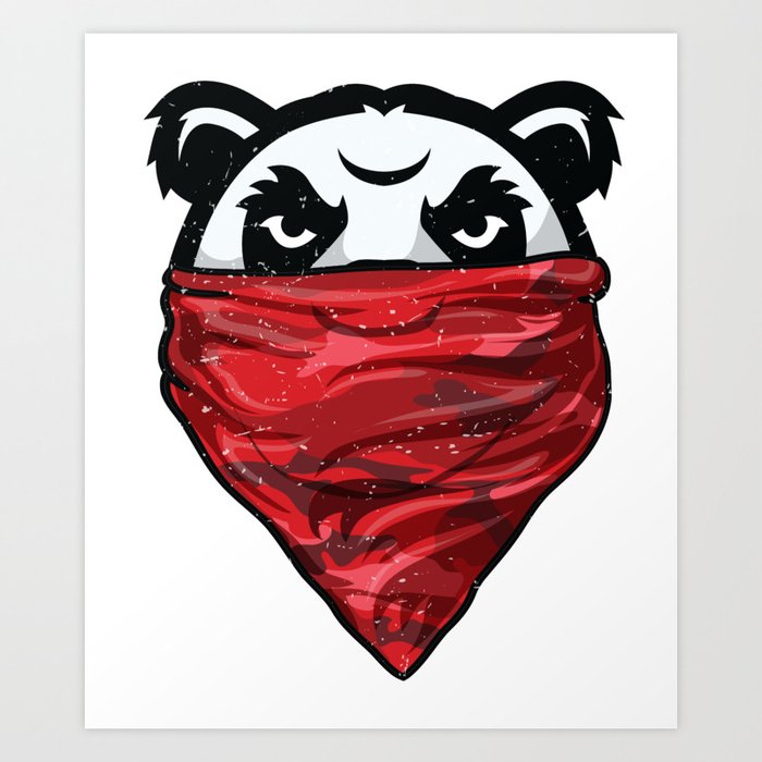 Panda Gangster Panda Bear Wearing A Red Bandanna Art Print By