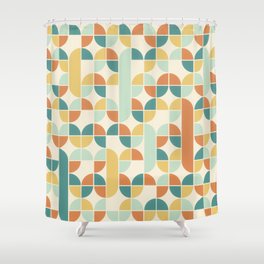 Mid Century Modern Geometric Pattern 1950s Colors Shower Curtain