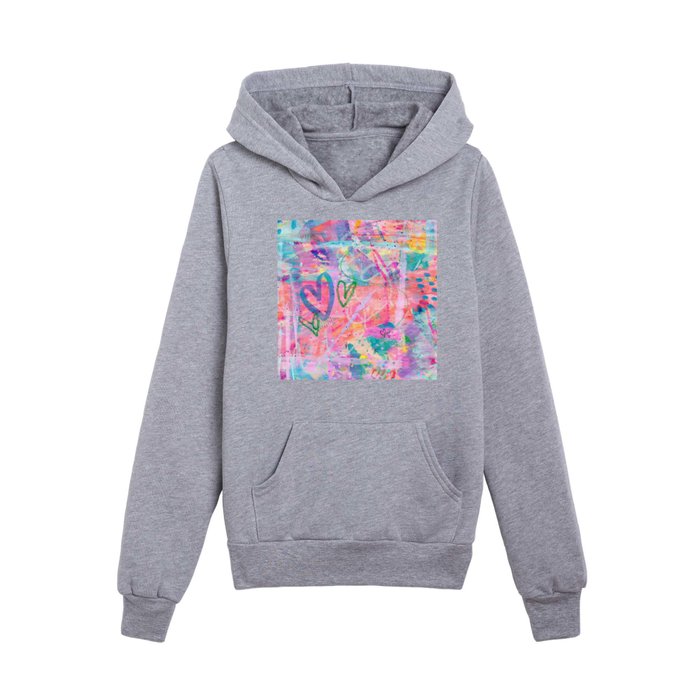 Girly Graffiti with Hearts and Doodles Kids Pullover Hoodie