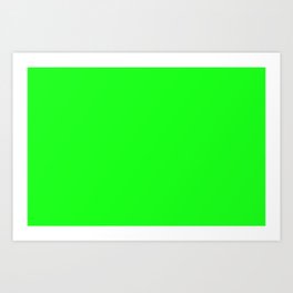 Bright Lime Green Solid Color Popular Hues Patternless Shades of Lime Collection Hex #1aff1a Art Print