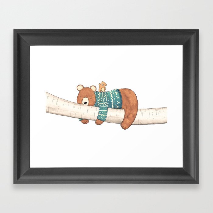 Tired Bear, Cute Cub Framed Art Print
