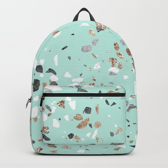 Glitter and Grit Marble Mint Green Backpack