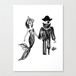 Mermaid & Pirate  Canvas Print