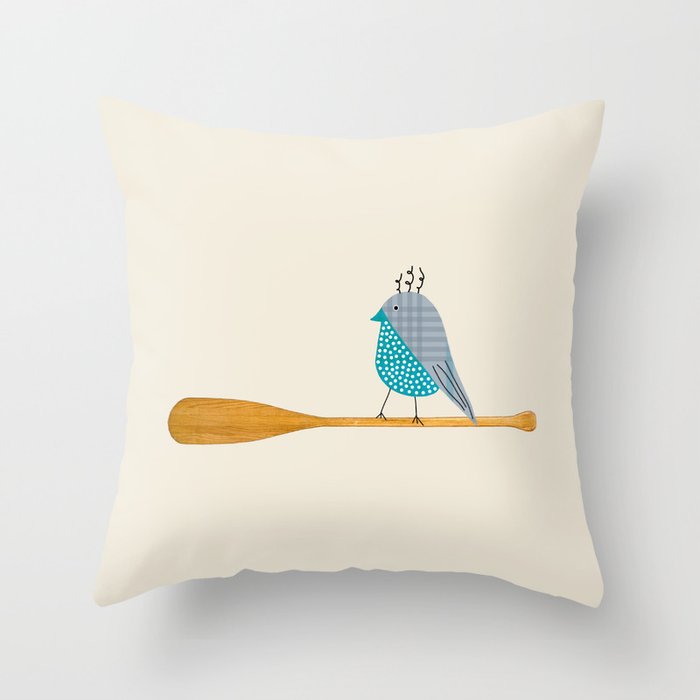 Bird On Paddle Throw Pillow