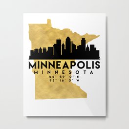 MINNEAPOLIS MINNESOTA SILHOUETTE SKYLINE MAP ART Metal Print | Minneapolis, Downtown, Citymap, Travel, Unitedstates, Coordinates, Goldmap, Streetmap, Roadmap, Maps 