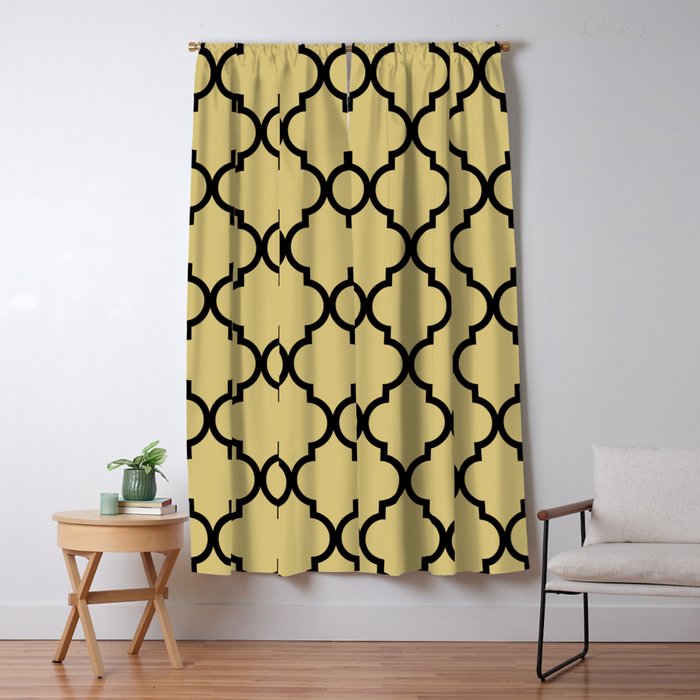 Classic Quatrefoil Lattice Pattern 322 Black And Gold Blackout