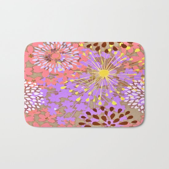 Bright Floral Explosion Abstract Bath Mat