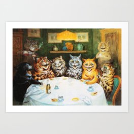 Louis Wain Cats-Kitty Happy Hour Art Print