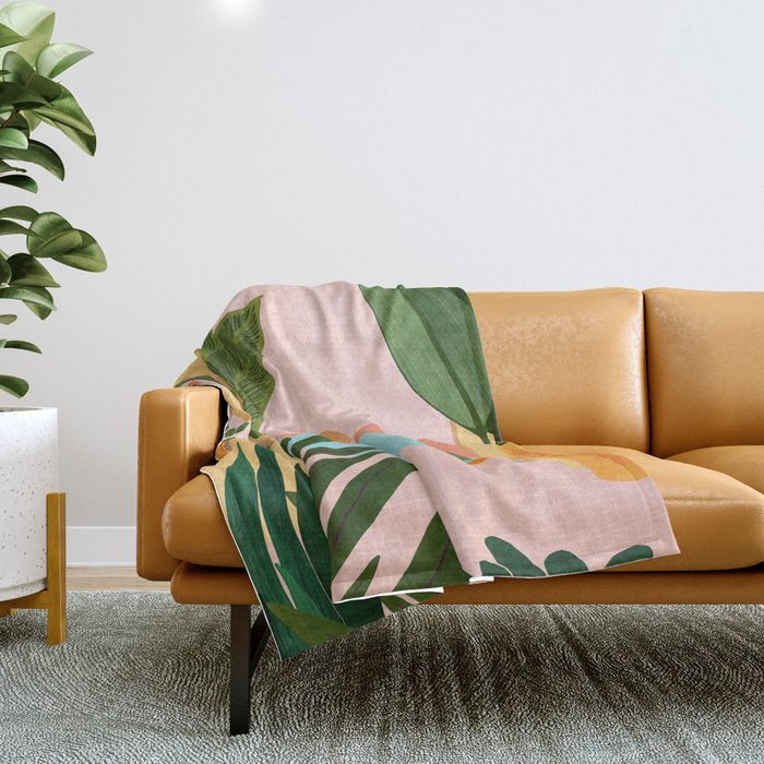 Moroccan Coast Tropical Sunset Scene Throw Blanket