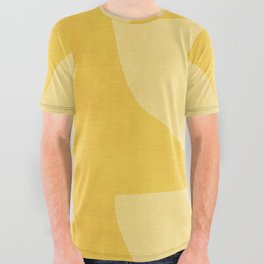Yellow Tones Semicircles Minimalist Artwork All Over Graphic Tee