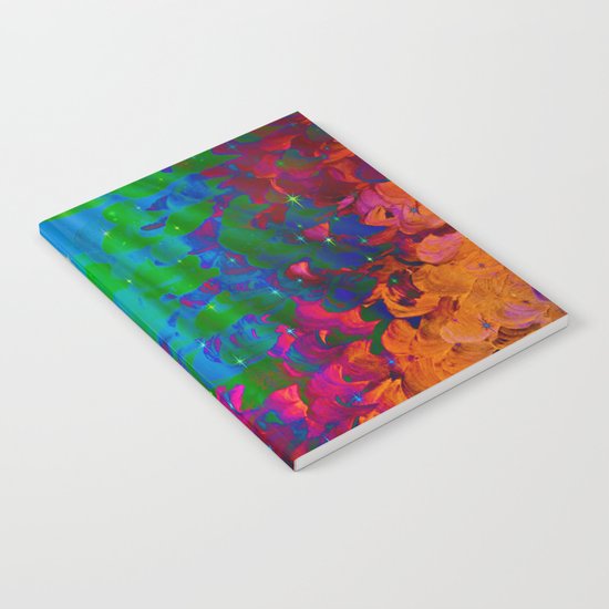 UNDER THE SEA Bold Colorful Abstract Acrylic Painting Mermaid Ocean Waves Splash Water Rainbow Ombre Notebook