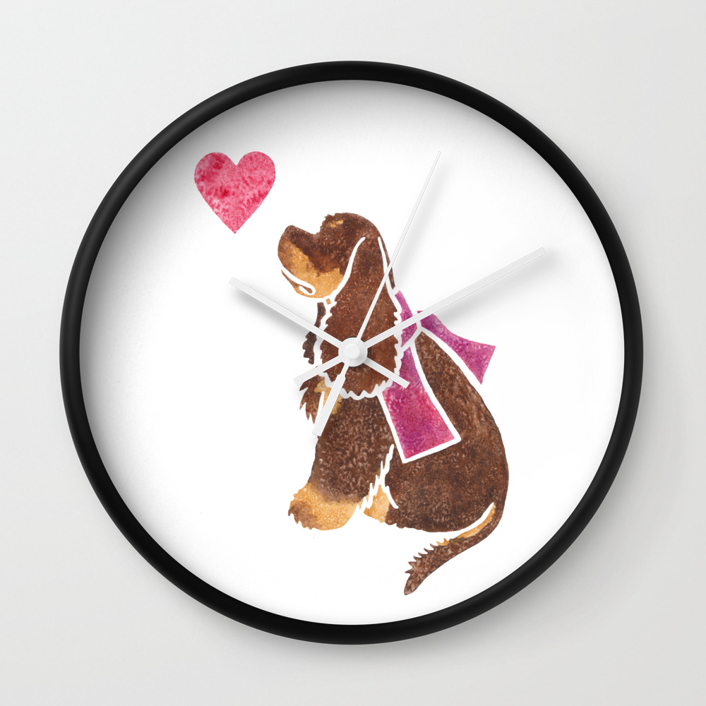 Watercolour American Cocker Spaniel Wall Clock By Animalartbyjess