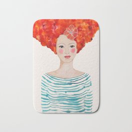 aurore Bath Mat | Fashion, Painting, Watercolor, Navy, Girl, Paris, Expressionism, Hair, French, Flower 