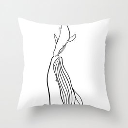 Whales One Line Art Throw Pillow