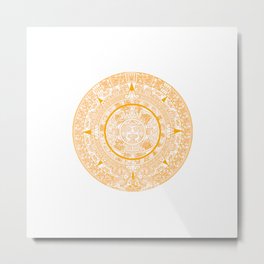 Aztec Calendar Gold Metal Print | Mexica, Wind, Calendar, Almanac, Ritual, Mayan, Superstition, History, God, Rain 