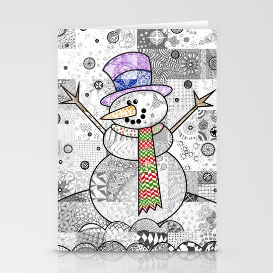 Coloured Snowman Stationery Cards