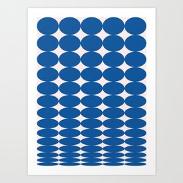 Retro Round Pattern - Blue Art Print