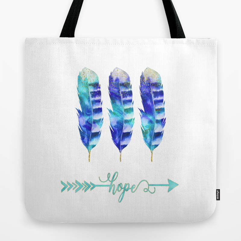 blue feather bag