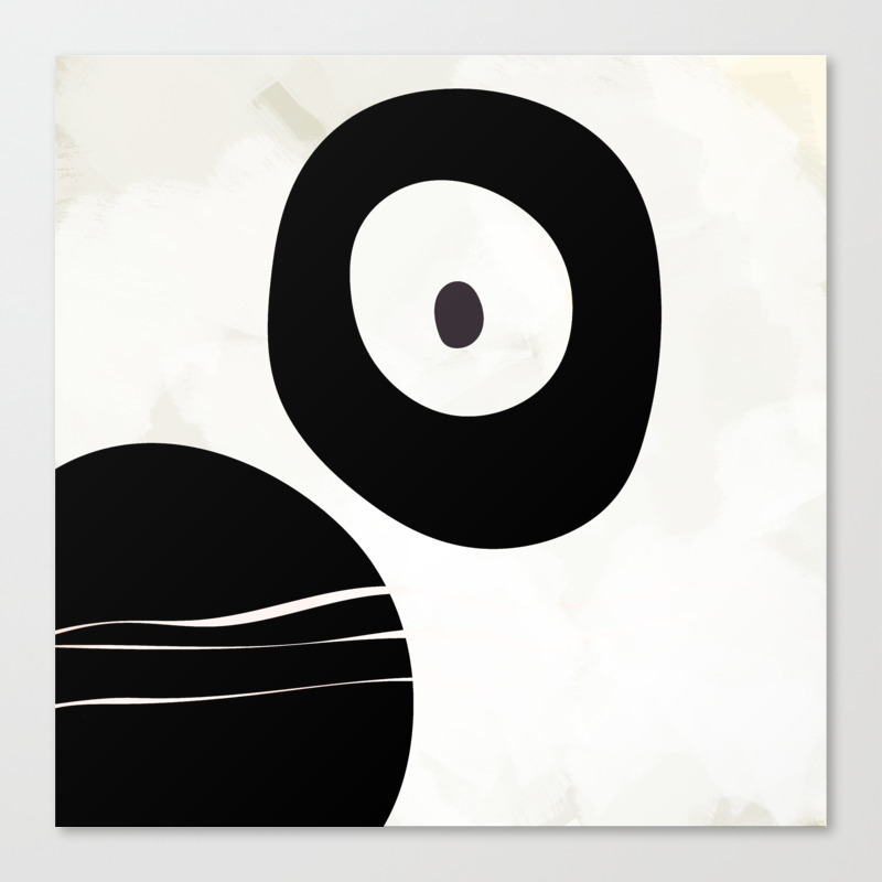 Shapes Black Brush Stroke White Abstract Minimal Art Canvas Print
