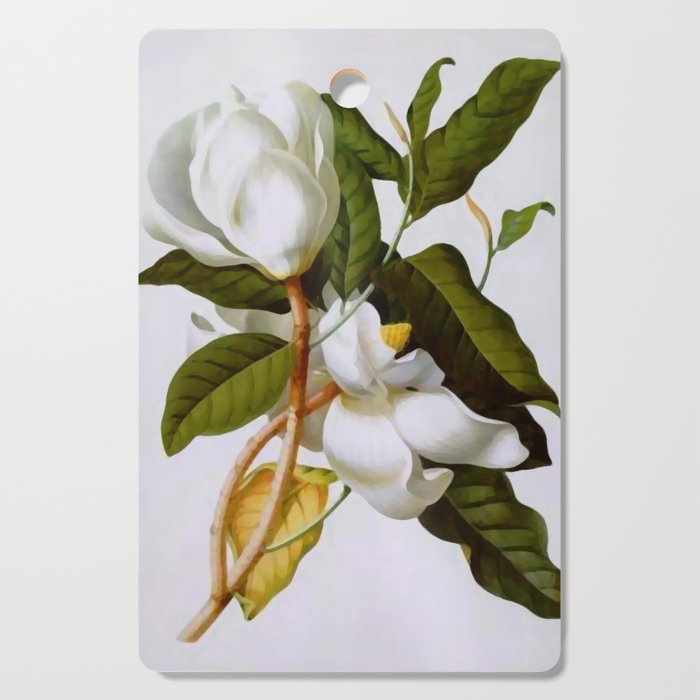 Vintage Botanical White Magnolia Flower Art Cutting Board