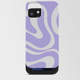 Retro Modern Liquid Swirl Abstract Pattern in Light Purple and White iPhone Card Case
