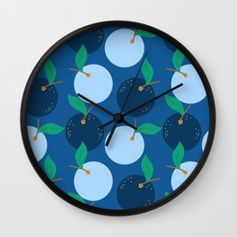 Blue Fruit Pattern Wall Clock