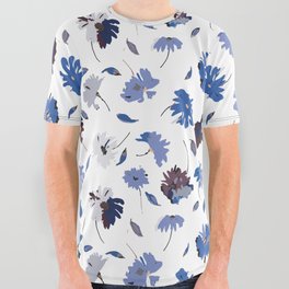 Pretty Petals blue All Over Graphic Tee