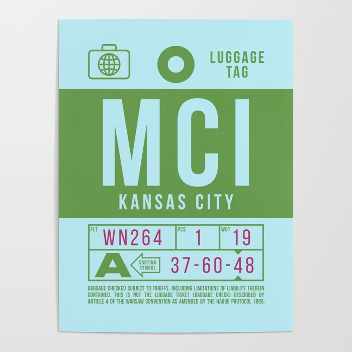 Luggage Tag B - MCI Kansas City USA Poster