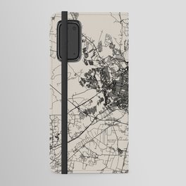 Léon, France. City Map. Black and White. Minimal Android Wallet Case