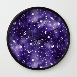 Zodiac Watercolor Ultraviolet Wall Clock