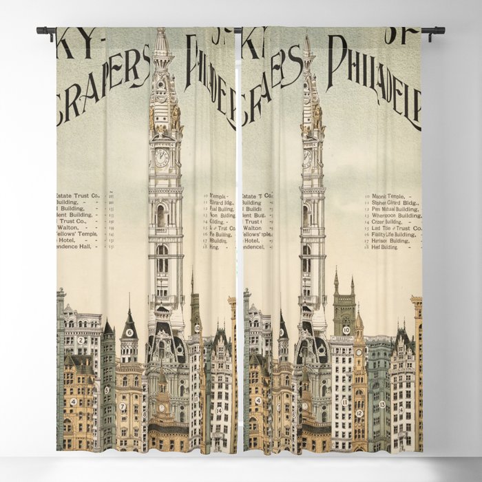Philadelphia vintage travel poster Blackout Curtain