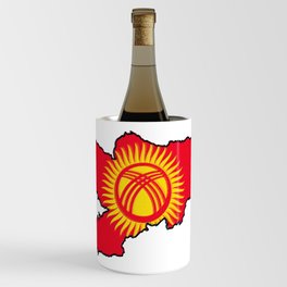 Kyrgyzstan Map with Kyrgyz Flag Wine Chiller