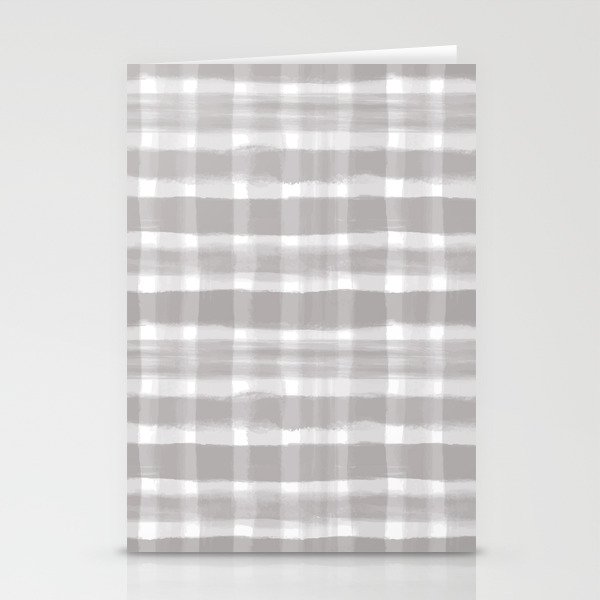Slate Violet Gray SW9155 Watercolor Brushstroke Plaid Pattern on White Stationery Cards
