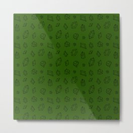 Green and Black Gems Pattern Metal Print