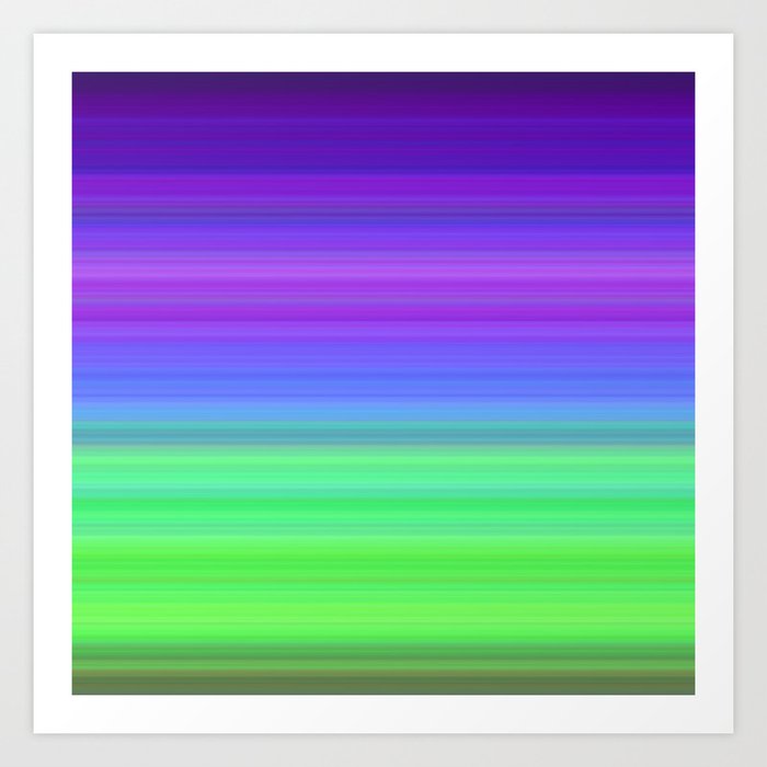 Cool Colors Greens Blues and Purples Horizontal Lines Pattern Art Print