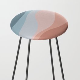 Retro style design with blue and pink waves Counter Stool