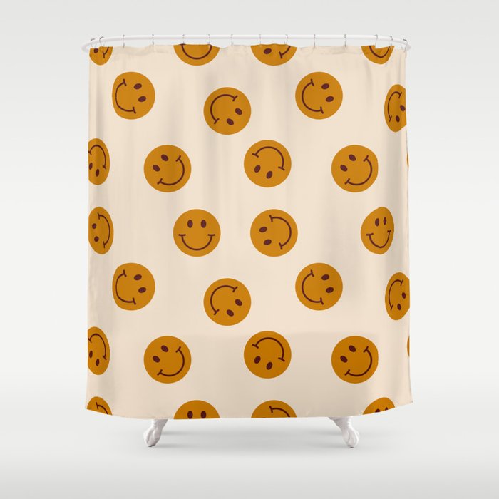 70s Retro Smiley Face Pattern Shower Curtain